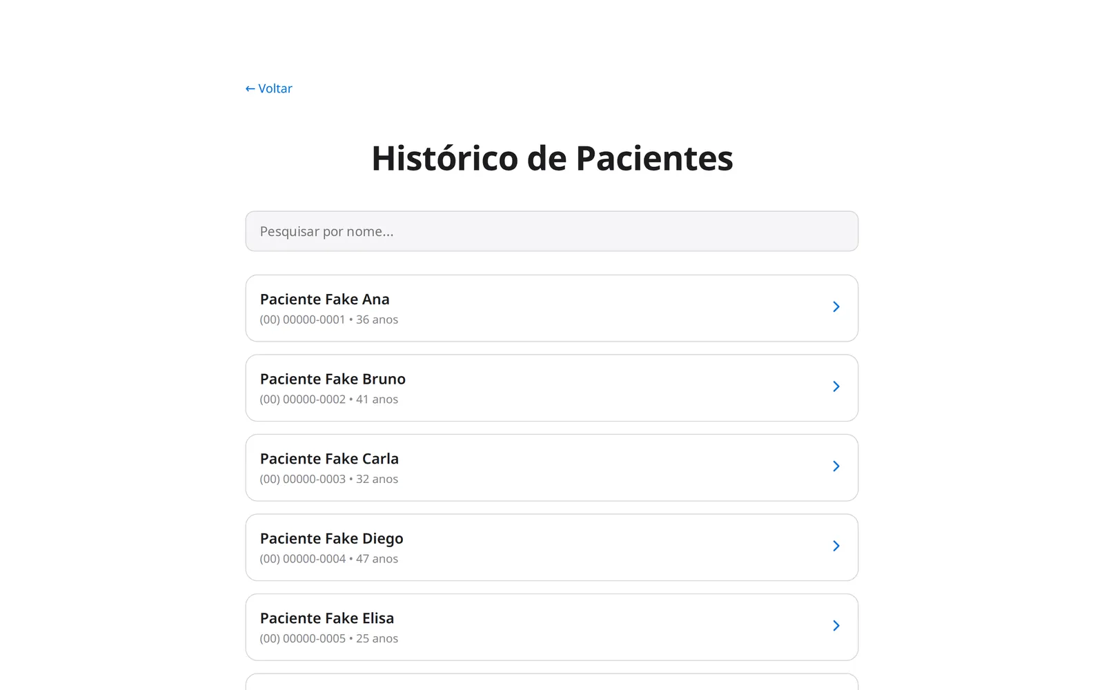 Lista de pacientes do Sistema Dentista no computador